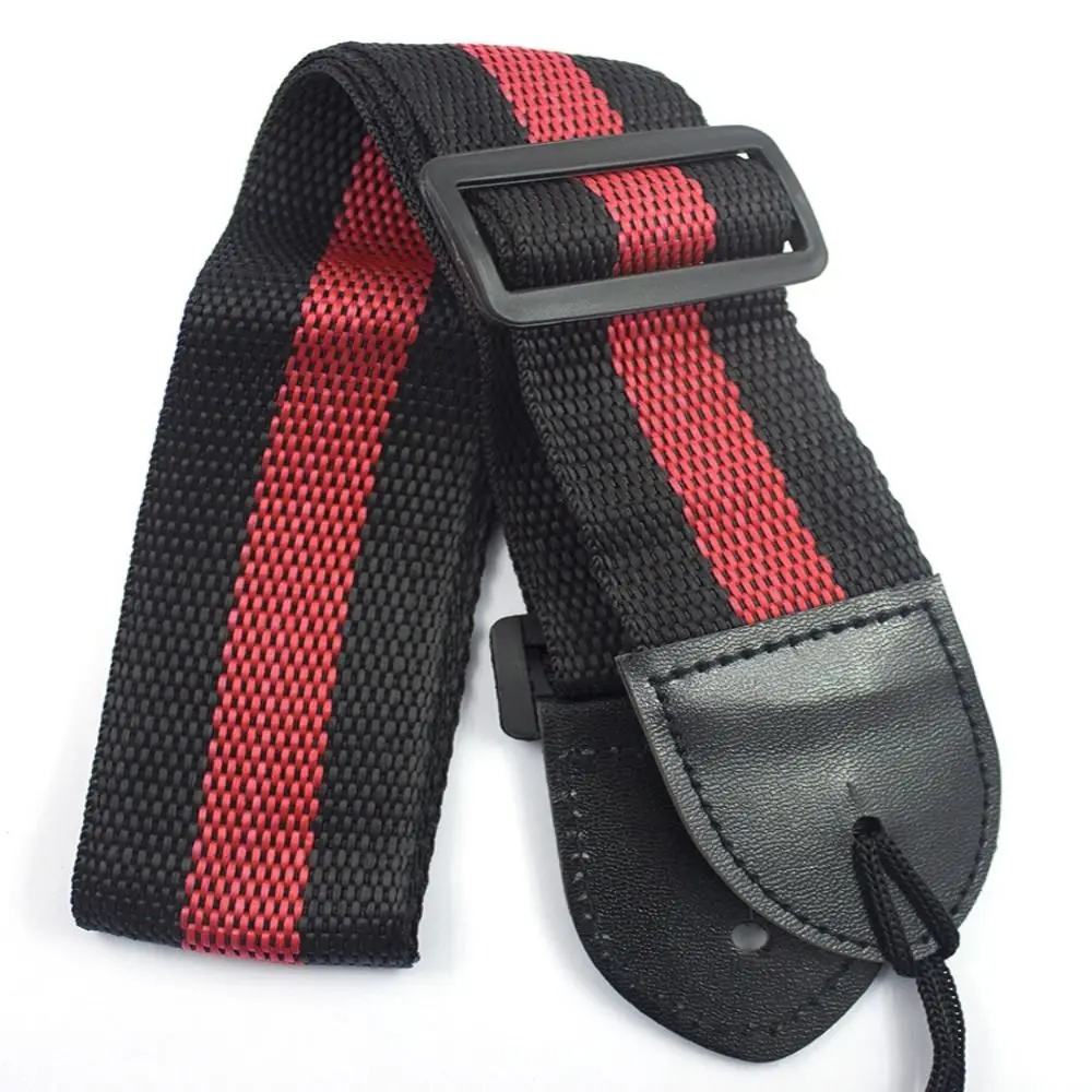 Stripe Folk Electric Guitar Strap Leather Nylon Bass Ukulele Belt Colourful Durable Personality Guitar Straps Music Instrument