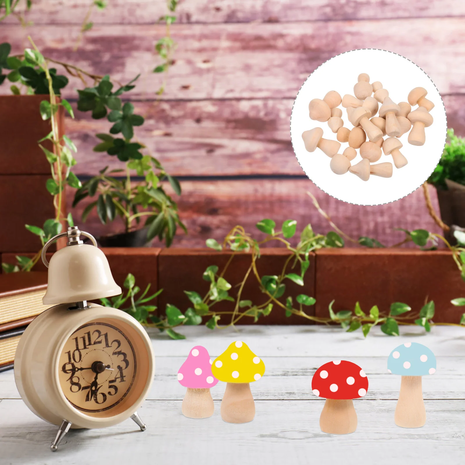 18 Pcs Small Wooden Mushroom Adorn Graffiti Mushrooms Crafts DIY Modeling Kids Painting Toys Models Child