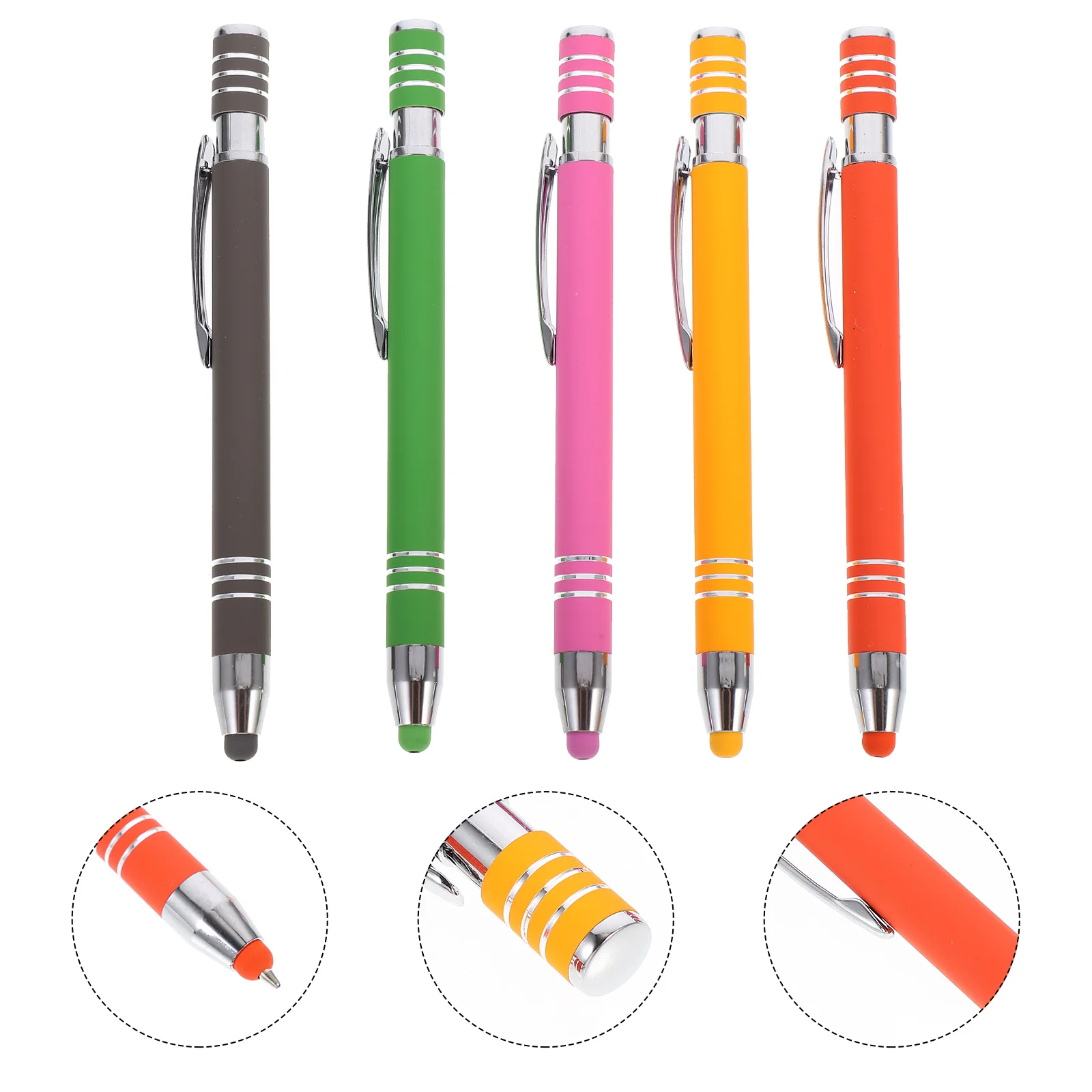 5 Pcs Touch Screen Ballpoint Pen Metal Stylus for Phone Capacitive Multifunctional