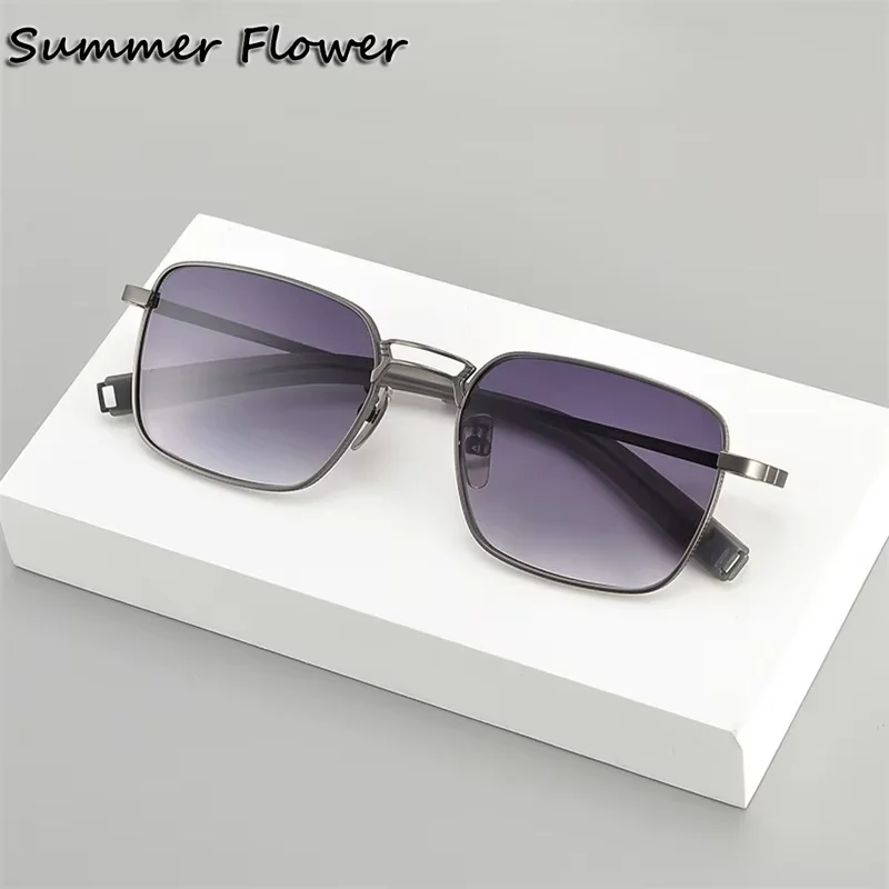 

Men Pure Titanium Sunglasses UV Protection Women Sun Glasses Fashion Ultra Light Flexible Optical Frame Gradient Color Lenses