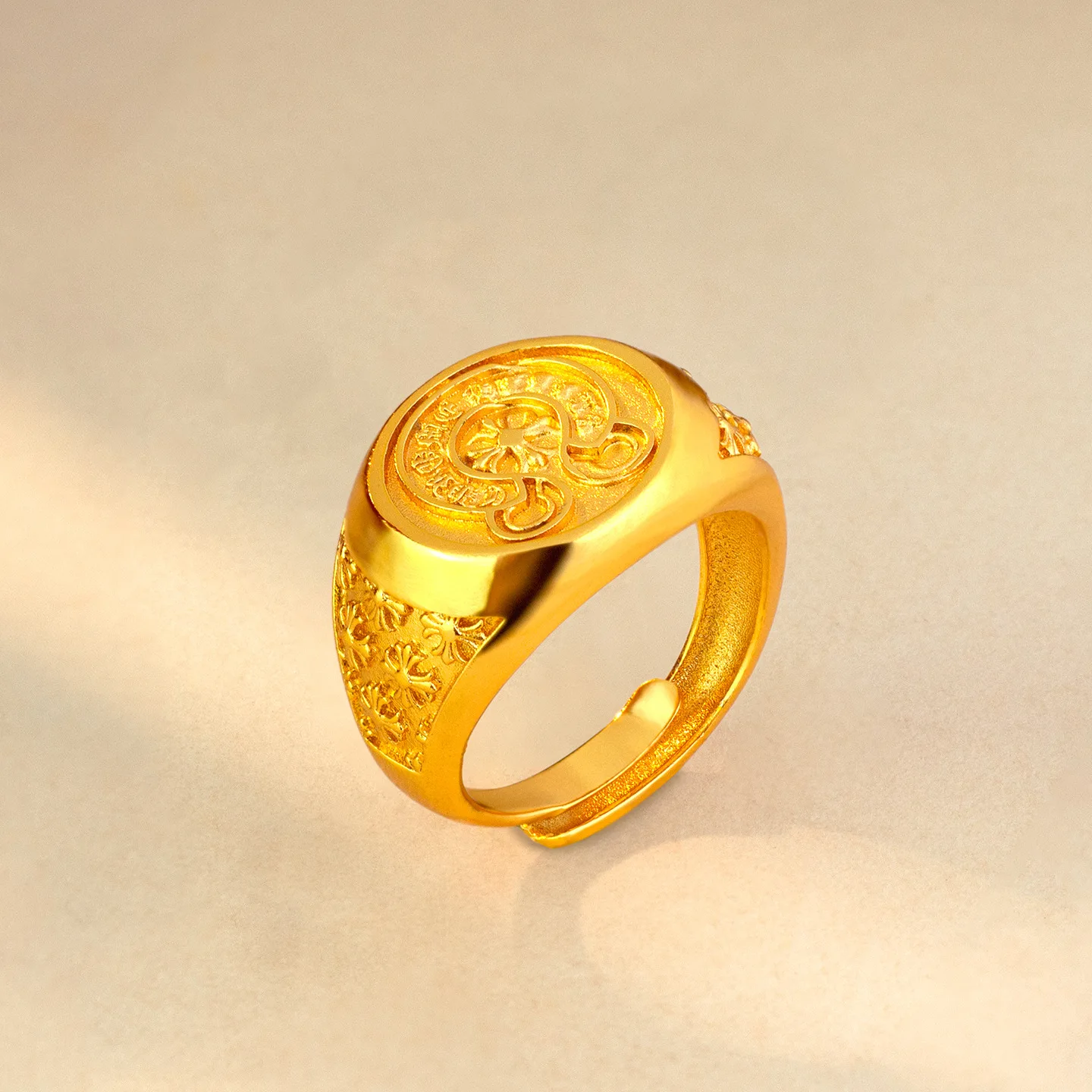 

Роскошное женское овальное кольцо из чистого золота 24 карата 9999, регулируемый размер