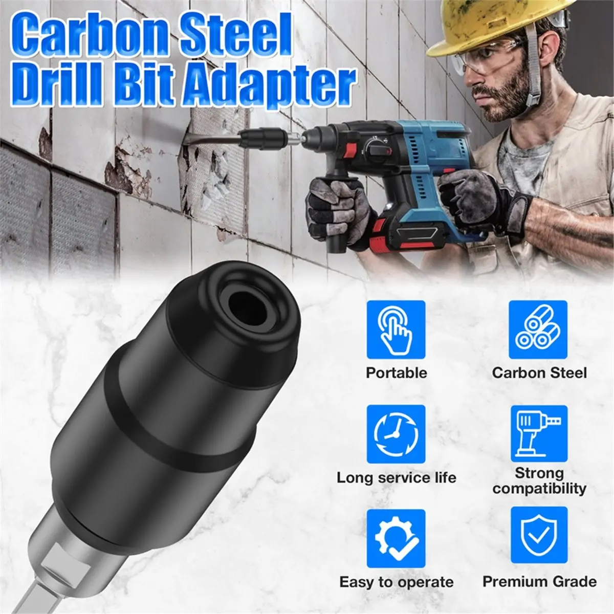 Adaptateur SDS Plus vers SDS Max (1 pièce) pour marteau perforateur rotatif, accessoire de conversion pour outils, adaptateur de douille pour perceuse à percussion