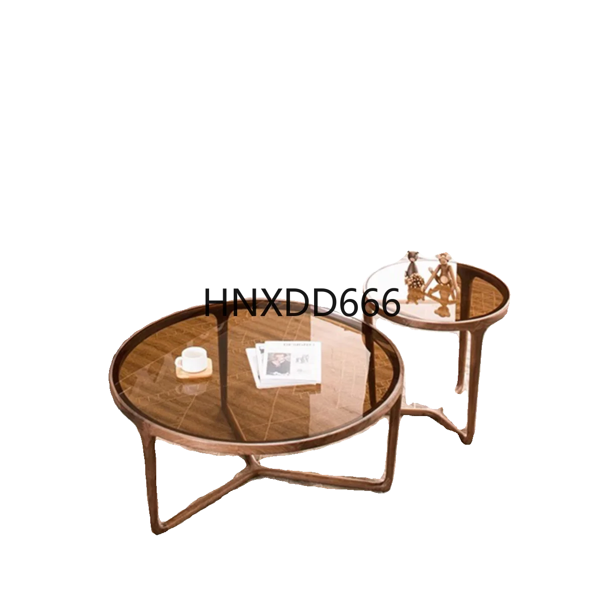 

Round modern simple household living room walnut small apartment coffee table