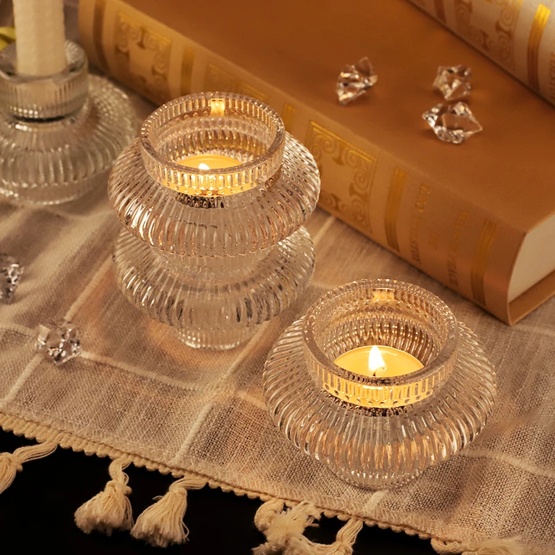 2024 Taper Glass Candle Home Candlestick Tea Light Candle For Holiday Candlestick Holders Decoration