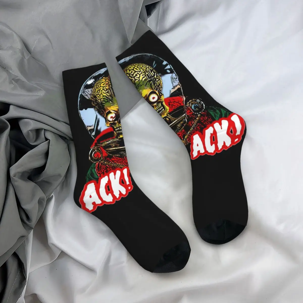 Funny Happy Men\'s Socks ACK ACK (2) Vintage Harajuku Mars Attacks Hip Hop Novelty Pattern Crew Crazy Sock Gift Printed