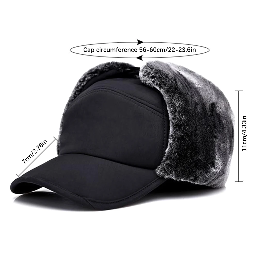 Thicken Winter Warm Hat Men Faux Fur Bomber Hat Ear Flap Cap Women Soft Thermal Bonnets Hats for Outdoor Fishing Skiing Cap Hats