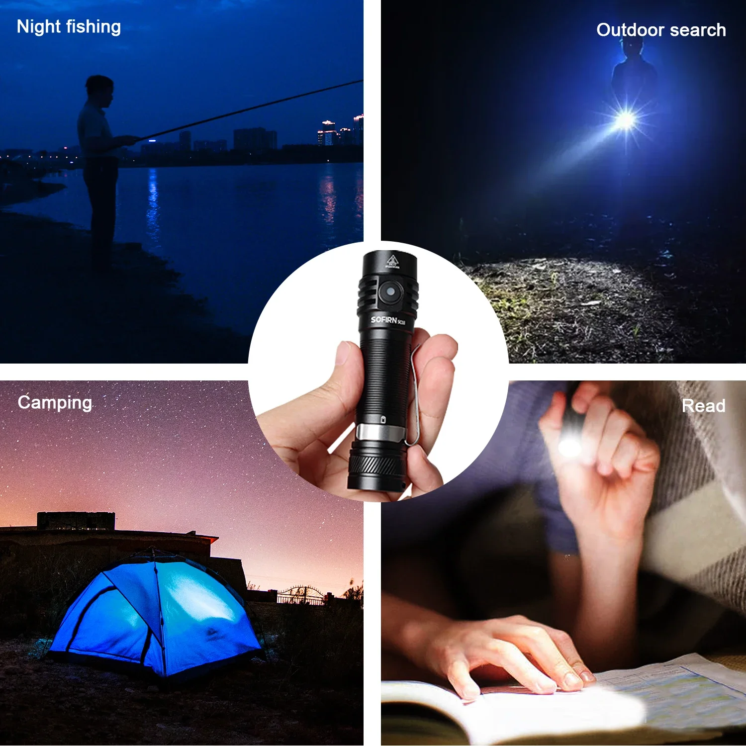 Obrázek 6: Sofirn SC18 1800lm SST40 LED  EDC baterka 18650 pochodeň TIR optika objektiv USB C dobíjecí lanterna