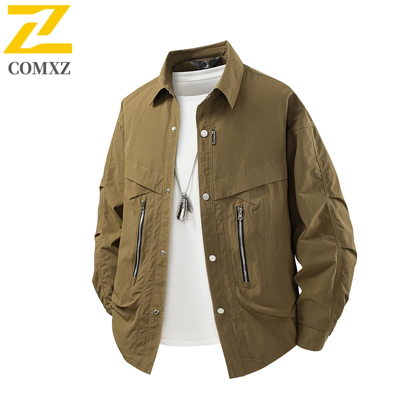 

COMXZ Men Windproof Jacket Loose Outdoor Hiking Camping Waterproof Breathable Climbing Coat Lightweight Trekking Windbreaker