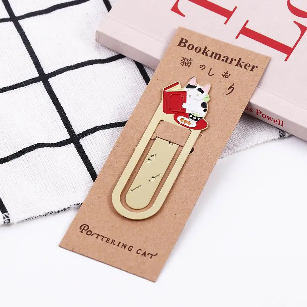 School Office Supplies Paper Cilp Reading Animals Japanese Bookmark Kittens Book Mark Cat Bookmark Metal Bookmark