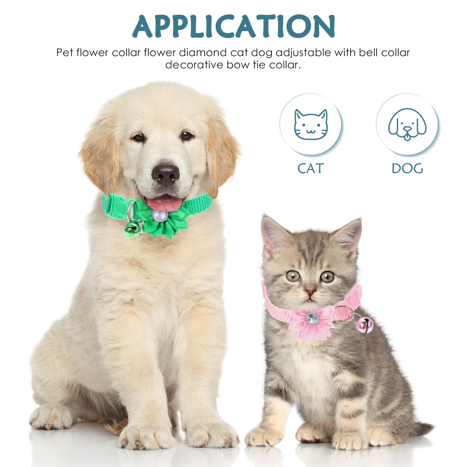 

6pcs Flower Design Pet Collar Adjustable Cat Dog Neckwear For Festival Party Photo Prop Kitten Puppy Supple Collar