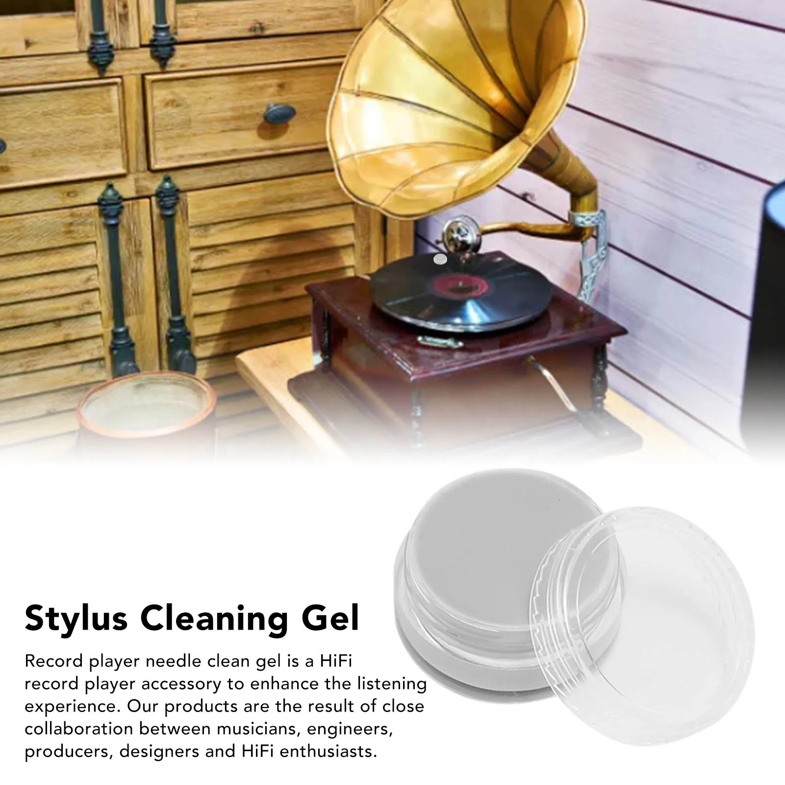 Tragbarer Plattenspieler-Stylus, sauberes Gel, statisch frei, Schmutz, Schmutz, chemische Reinigungsmischung, Stylus-Reiniger für Plattenspieler-Nadel