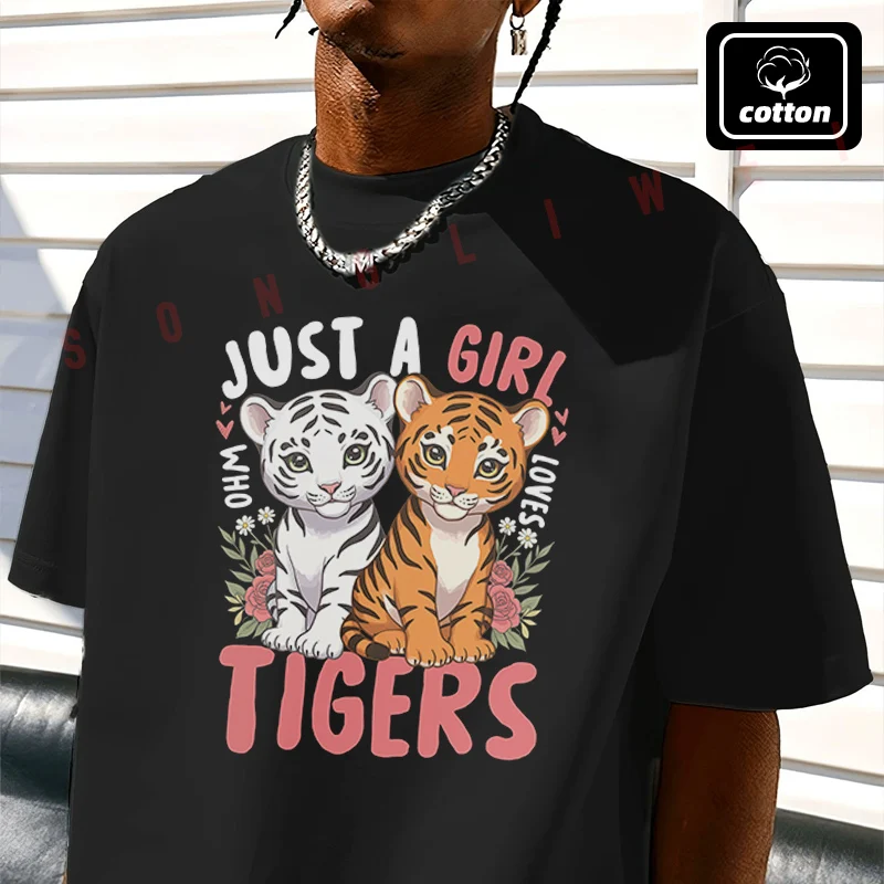 

Men T-Shirt Tiger Lover Girl Design Motorcycle Cotton Tees O-neck Short Sleeve T Shirt Fashion Hip Hop Streetwear Tshirt