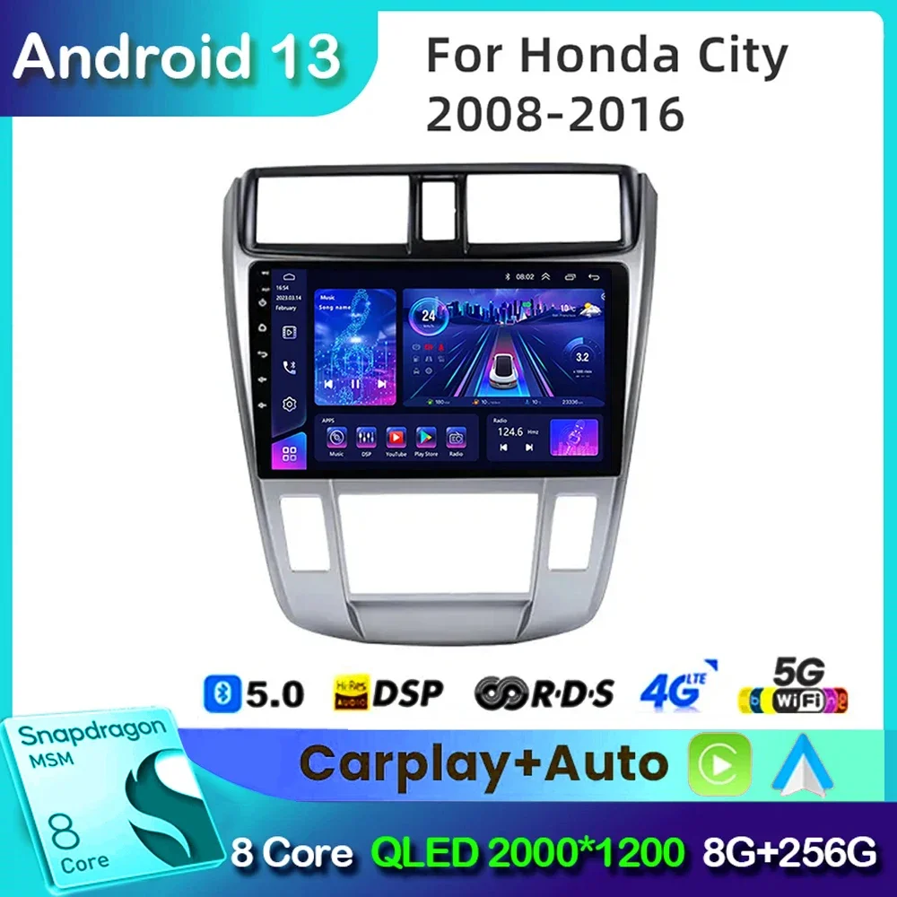 

Для Honda City 2008 2009 2010 2011 2012-2015 2016 Android Автомобильный радиоприемник Carplay Мультимедиа Аудио 2din WiFi Видео Carplay Автораadio