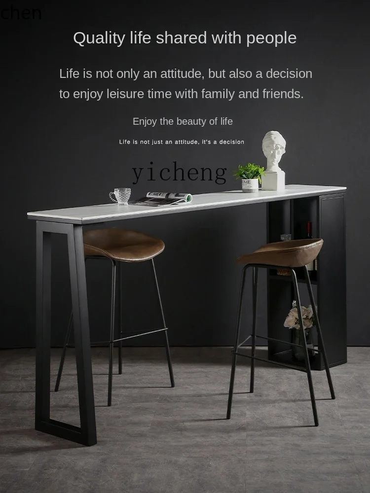 YFY Stone Plate Bar Counter Window Balcony Small Bar High Leg Table Bar Marble Table