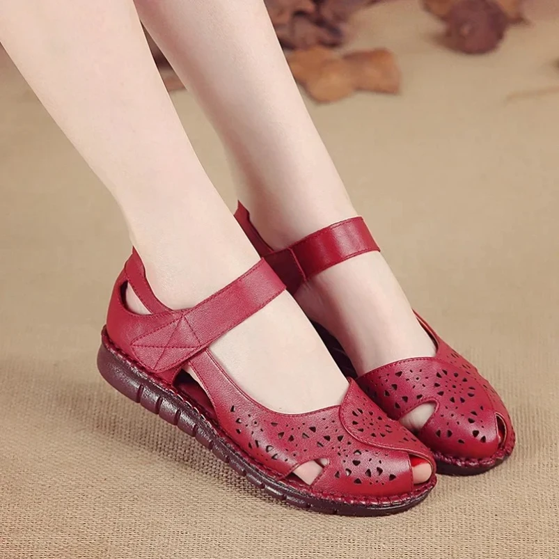 

Новинка лета 2024, женская обувь ручной работы, женские сандалии из натуральной кожи в национальном стиле, мягкие сандалии на плоской подошве с сандалиями, мой подарок