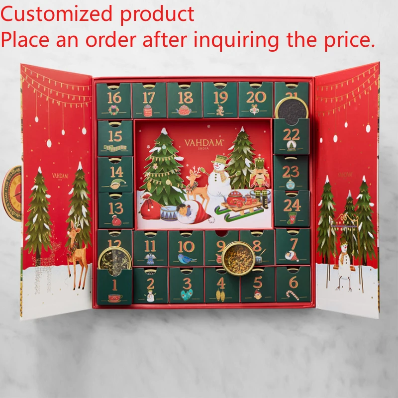 

Коробка адвент-календаря с логотипом, 24-дневные адвент-календари с шоколадной едой, подарочная коробка, упаковка