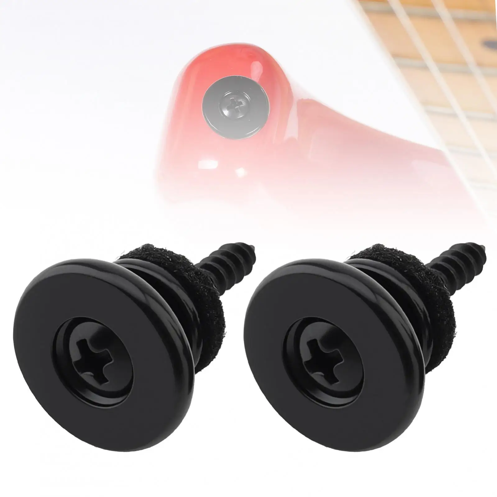 2 pcs Widen Anti Slip Metal Strap Buttons for Electric Acoustic Guitars / Bass / Ukulele, Big Flat Head Guitar End Pins