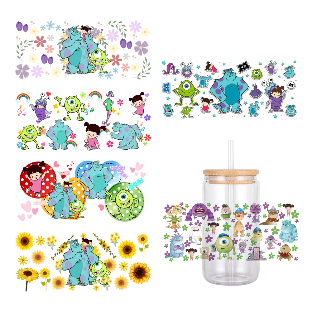 MINIS Disney Cartoon Monsters University UV DTF Transfer Sticker Waterproof Transfers Decals For 16oz Glass Cup Wrap Stickers