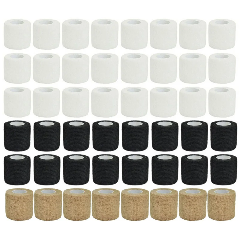 

6/12/24/48 Black Beige White Tape Tattoo Hand Strap, Non Slip Sports Non-Woven Fabric Disposable Self-Adhesive Elastic Bandage