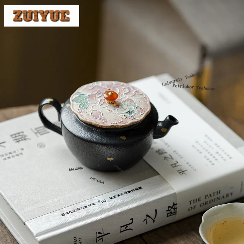 120ml Hand-painted Peony Teapot Creative Tea Infuser Pot Household Tea Brewing Kettle With Filter Drinkware Supplies Collection