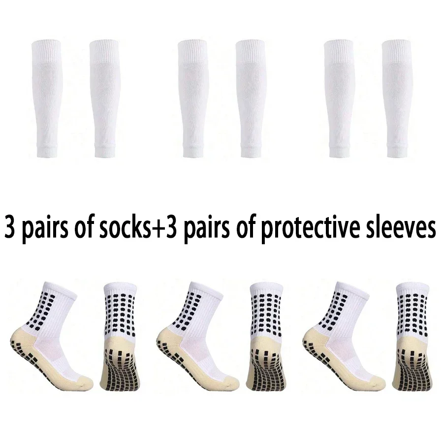 

3 pairs of leg guards+3 pairs of soccer socks for men, suitable for multiple sports