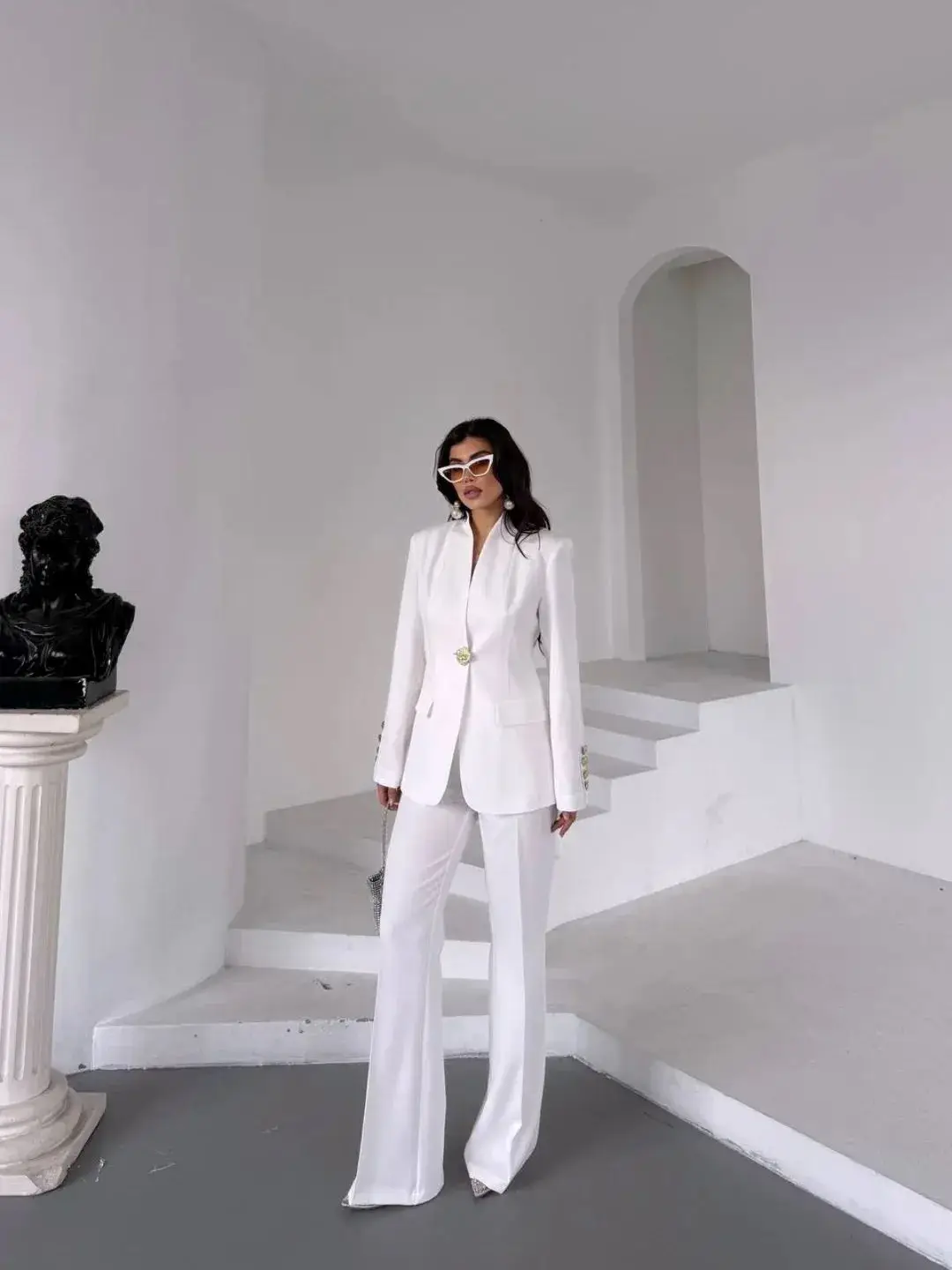 Customized Fashion Women Wedding Pants Suits 2 Pieces Formal Long Sleeve Weddding Wear Prom Birthday Party Outfits