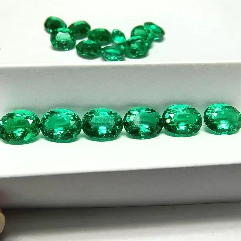 Lab Grown Oval Shape Columbian Emerald Green Gemstone For Diy Jewel Pendant Bracelet Making Material Selectable AGL Certificate