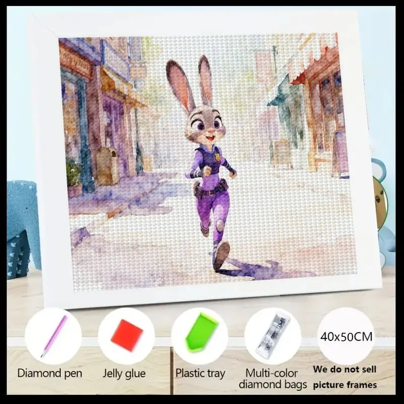 

1PC Disney Zootopia Judy Hopps 5D Full Drill Diamond Painting Kit, DIY Cute Cartoon Rabbit Police Officer Watercolor Art Set, Bi