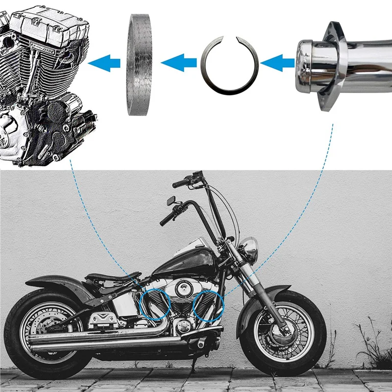 

OB-Exhaust Flange Install Kit Flanges Gaskets C-Clips Nuts Washers For Softail Sportster Dyna Touring 30-0205