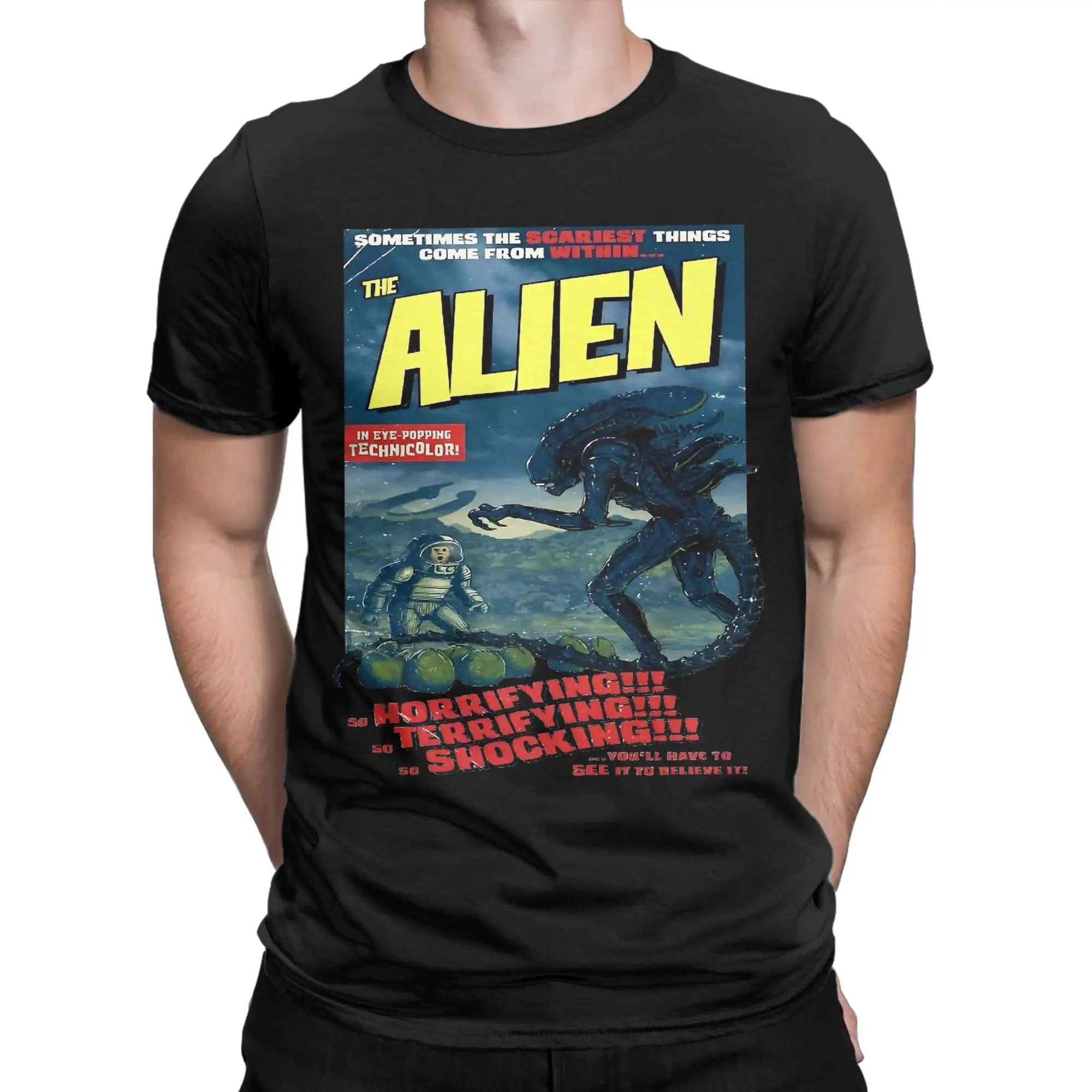 Men Alien 1979 Movie T Shirts  Pure Cotton Clothing Vintage Short Sleeve Round Neck Tees Summer T-Shirts