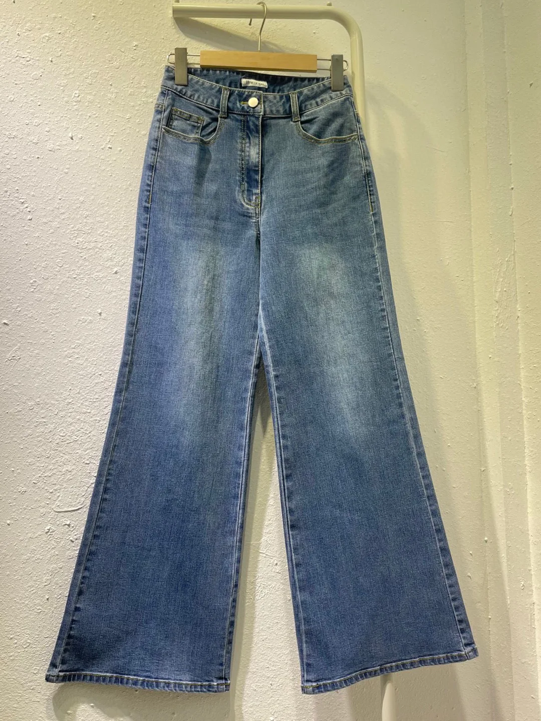 

Джинсы T-Home с высокой талией, широкими штанинами и эффектом похудения, расклешенные, из хлопка с эластаном, для города и активного отдыха, женские, весна-осень