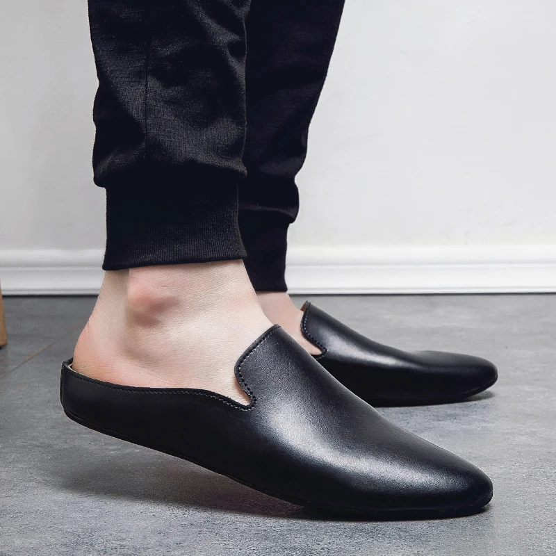 Demi-chaussure en cuir confortable pour hommes, chaussures décontractées pour hommes, designer italien, chaussures coulissantes d'extérieur, marque de vente chaude, ayakkBeauty