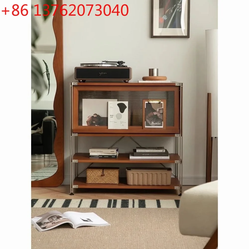 Japanese-style solid wood magazine locker small apartment low side cabinet simple locker