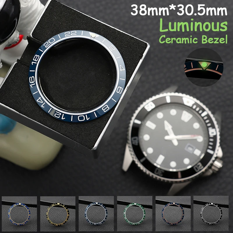 Watch Bezel Insert Ceramic Luminous - 38 mm x 30,5 mm, lichtgevende