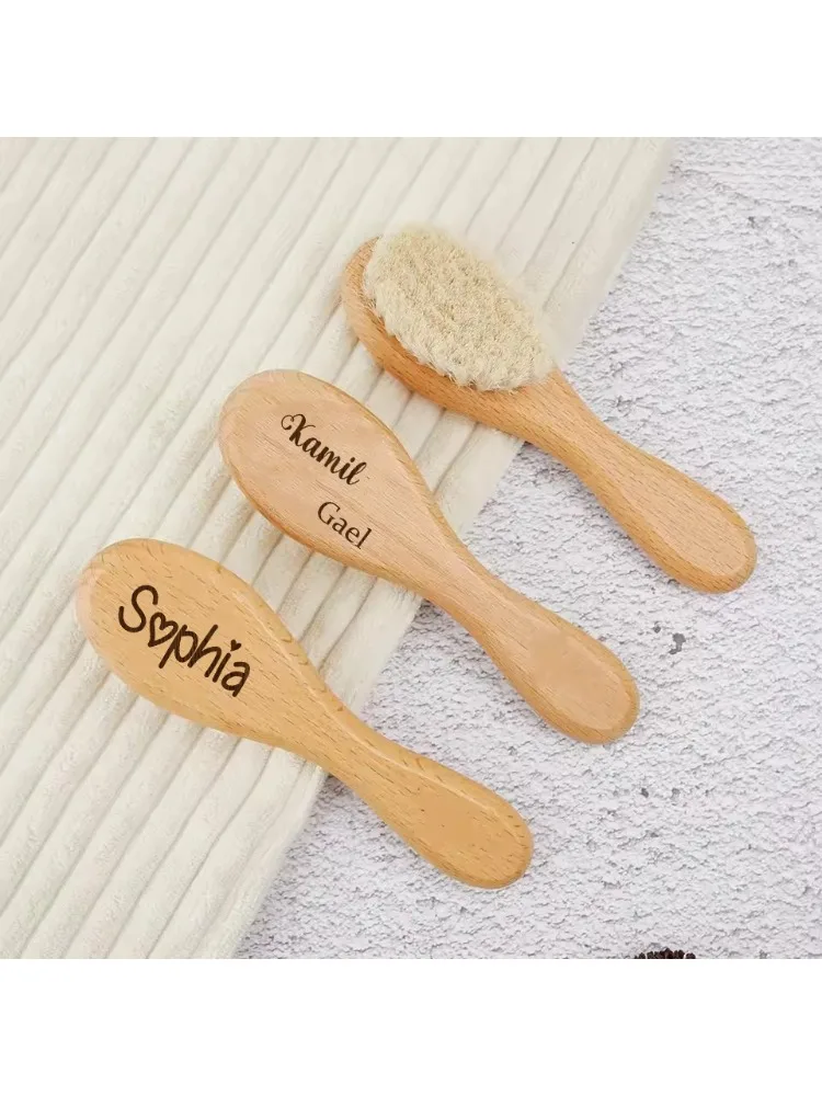 Graver le nom du bébé brosses à cheveux en bois pour bébé brosse à cheveux pour nouveau-né peigne personnalisé cadeaux de naissance/baptême/anniversaire réception-cadeau pour bébé