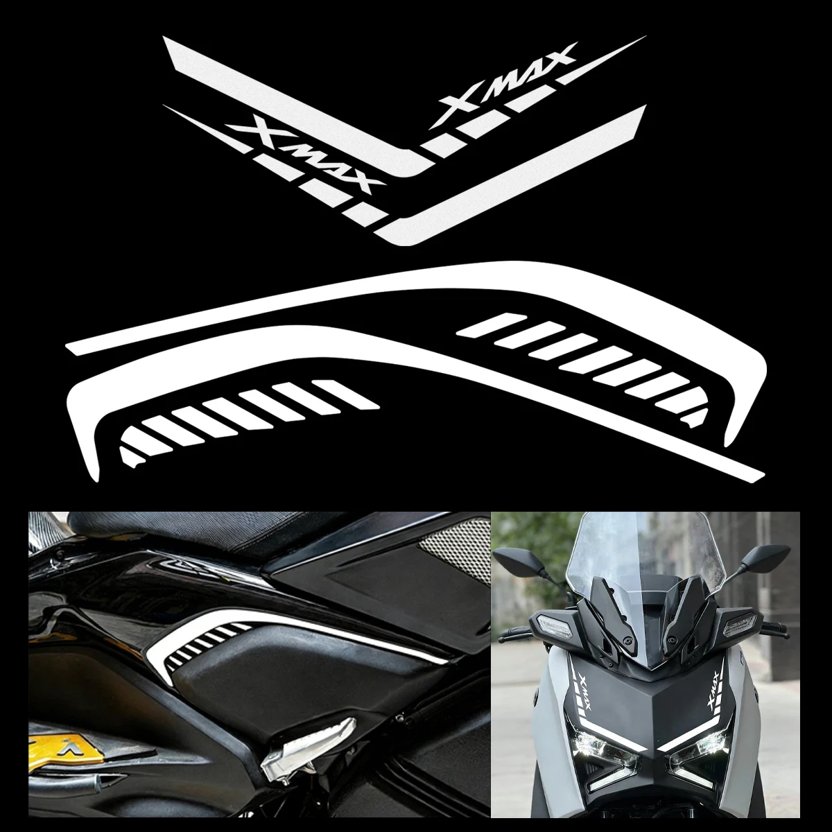 

Для XMAX300 XMAX Xmax 300 2023: Светоотражающие наклейки для мотоцикла, декор для мото-скутера, виниловые наклейки на головку, корпус и воздуховоды, комплект аксессуаров