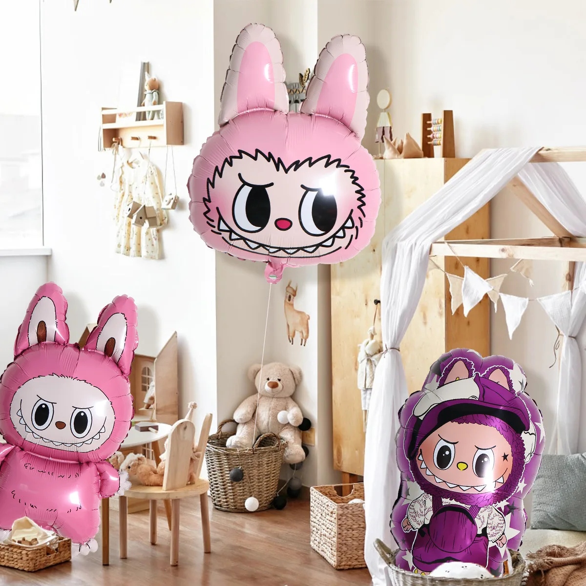 1pc Cute Cartoon Anime Labubu Aluminum Film Balloon Kids Birthday Party Decoration Balloon Baby Shower Inflatable Toy