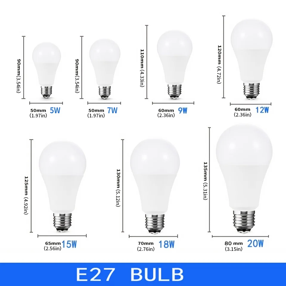 Bombilla LED para sala de estar, lámpara para el hogar, 10 piezas, AC220V, AC110V, E27, E14, AC120V, 3W, 6W, 9W, 12W, 15W, 18W, 20W