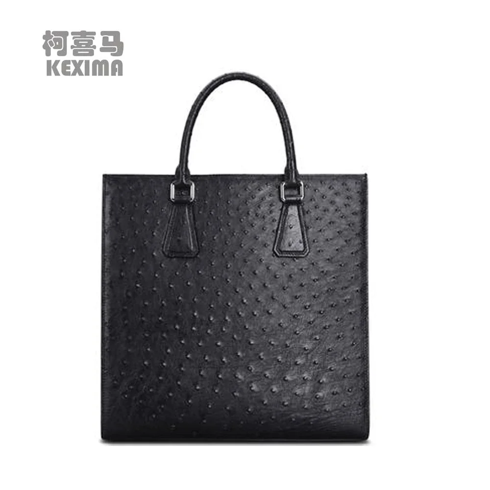 feimanmaoyi Ostrich leather  Men handbags  Vertical section  business  Ostrich leather handbag whole