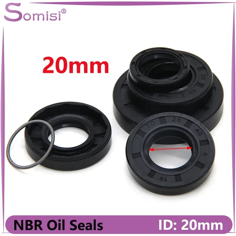 2/5pcs ID 20mm NBR Oil Seal TC-20*27/28/30/32/34/35/37/38/40/42/45/47/50*5/6/7/8/10/12mm Nitrile Rubber Shaft Double Lip Gasket