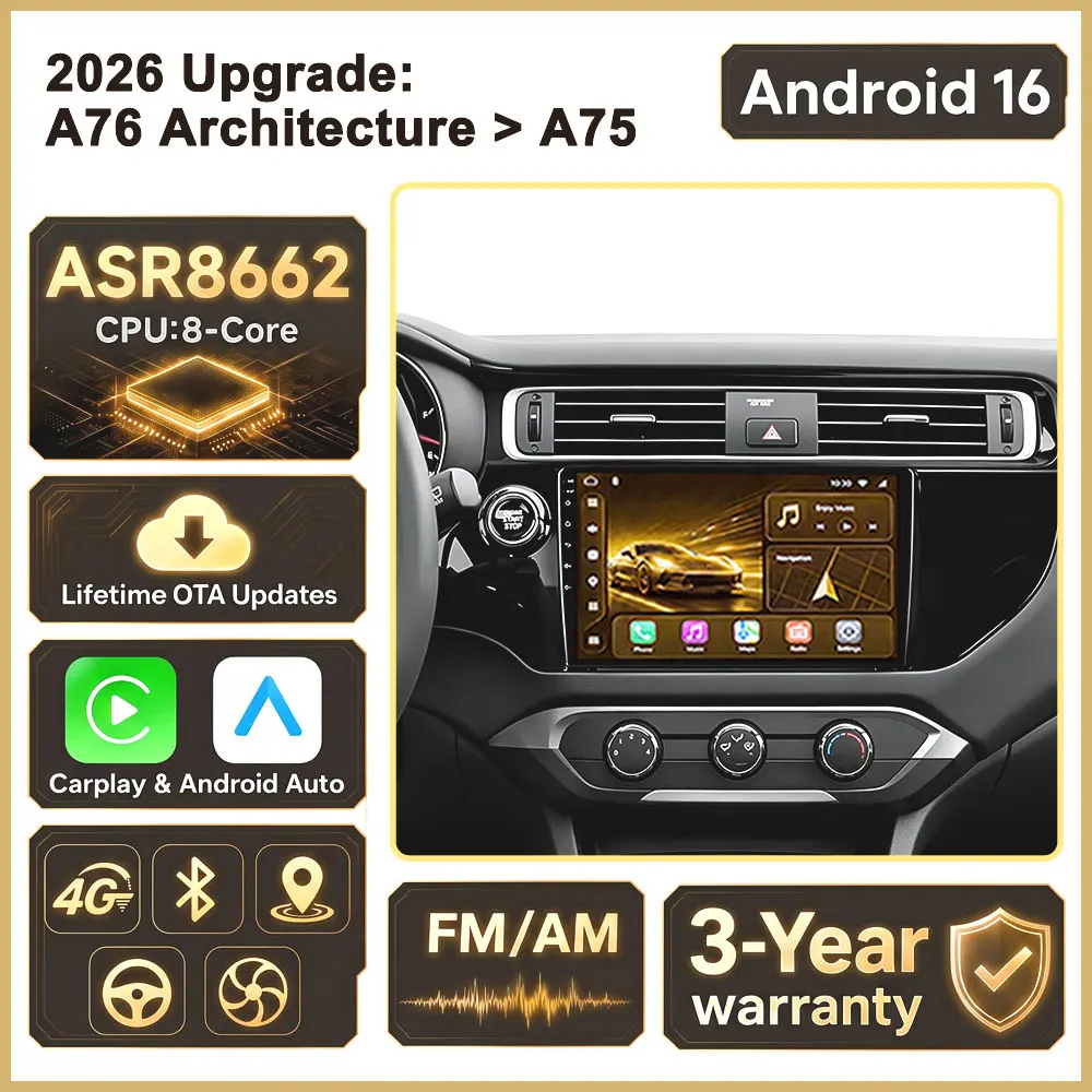Cortex-A76 Octa-Core Android 16 For Kia RIO K3 2015 2016 2017 Car Radio Touch Screen GPS Multimedia Player Auto Radio Dash Cam