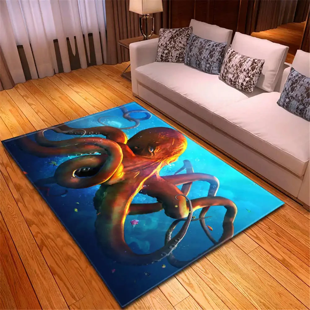 Octopus Monster 3D Carpet Living Room Home Decor Children's Play Rug Bedroom Kitchen Floor Mat Non-Slip Bathroom Hallway Rug view 5