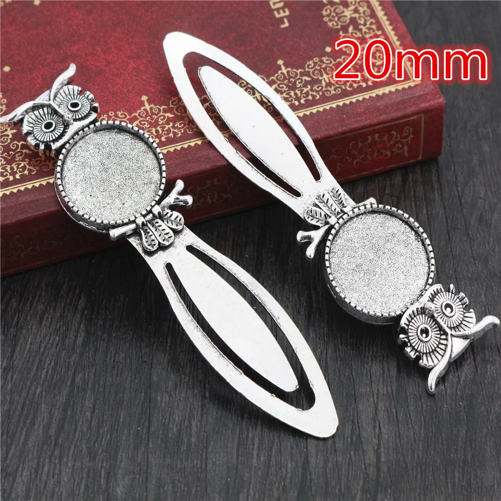 2pcs Antique Silver Plated Bronze Bookmark Cabochon Base Set