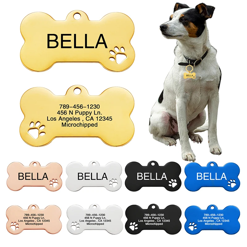 

Stainless Steel Personalized Dog Collar Address ID Free Engraving Customizable Pet ID Tag Tags for small Cats medium large Dogs