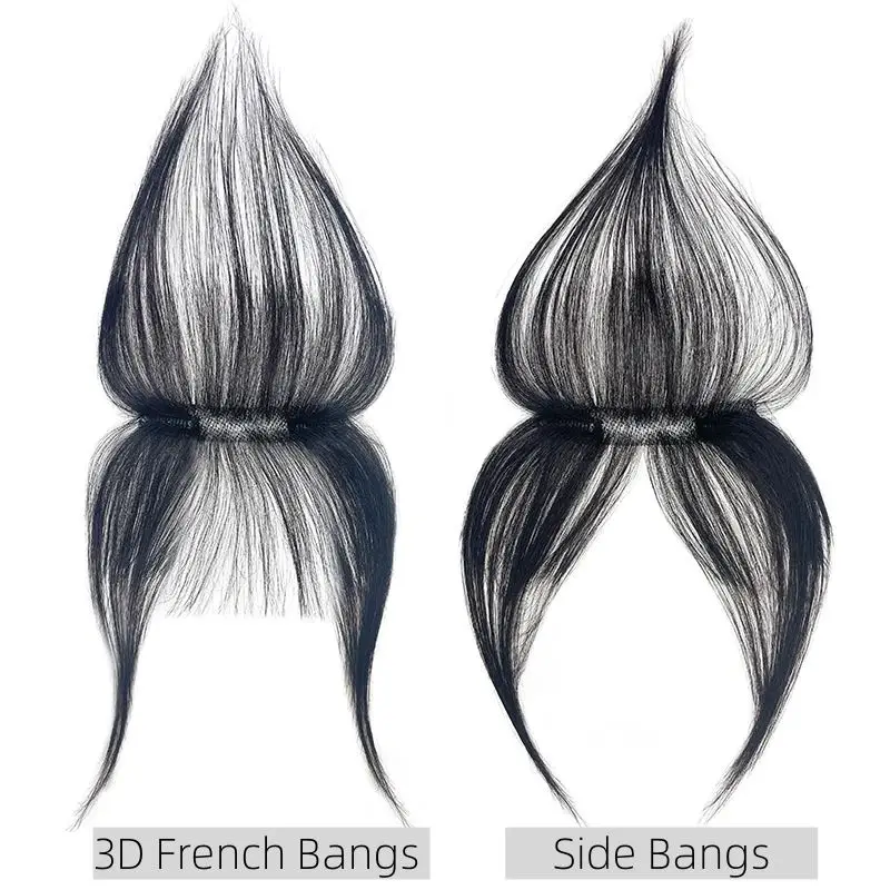 12x2cm 클립 베이비 헤어 앞머리 여성을위한 수제 천연 이마 헤어 라인 패치 보이지 않는 스트레이트 헤어 피스 통기성