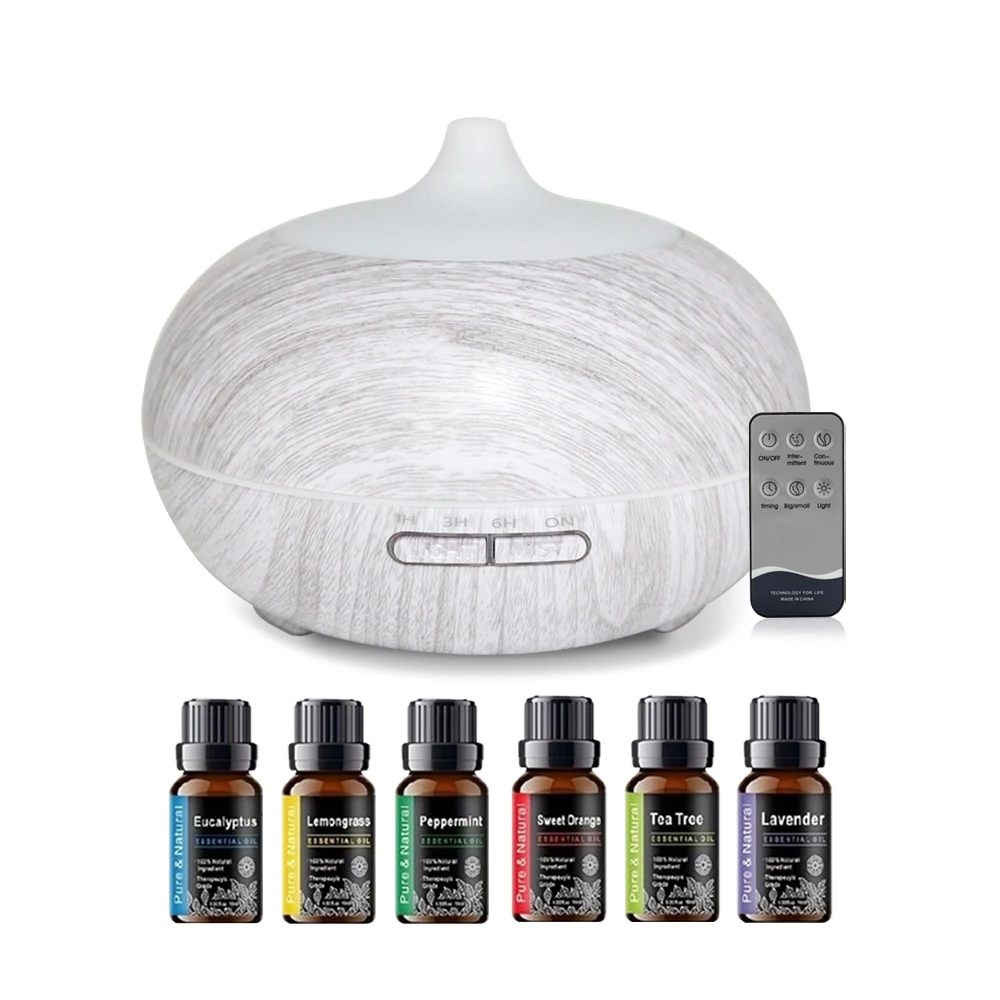 

Aromatherapy Diffuser with Remote 550ml Wood Grain Design, 6 Essential Oils & 7 LED Colors for Relaxation