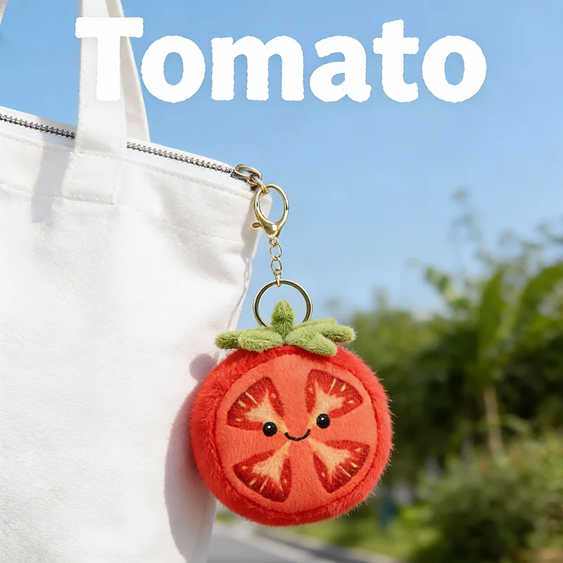 10cm kawaii dos desenhos animados simulação anime tomate cheio de brinquedo de pelúcia pingente adorável fruta tomate artesanal boneca presente