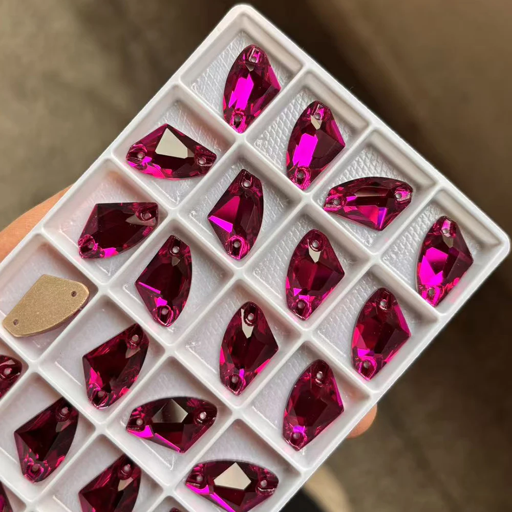 PUBRILEX Fuchsia Strasssteine zum Aufnähen, Glas, flache Rückseite, DIY-Nähzubehör, Kristallsteine zum Nähen für Taschen- und Kleidungsdekoration – Detail 7