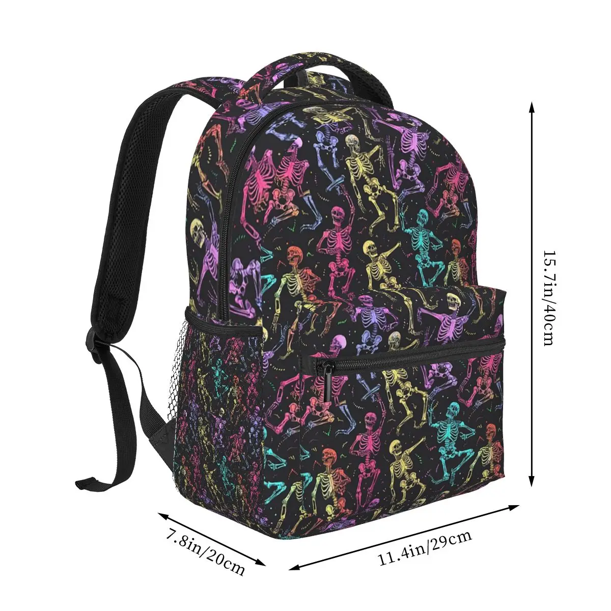 Skeleton Dance Spooky Skull Bones Backpack Student Boys Girls BookBag Kids School Bag Computer Shoulder Bags for Men Women