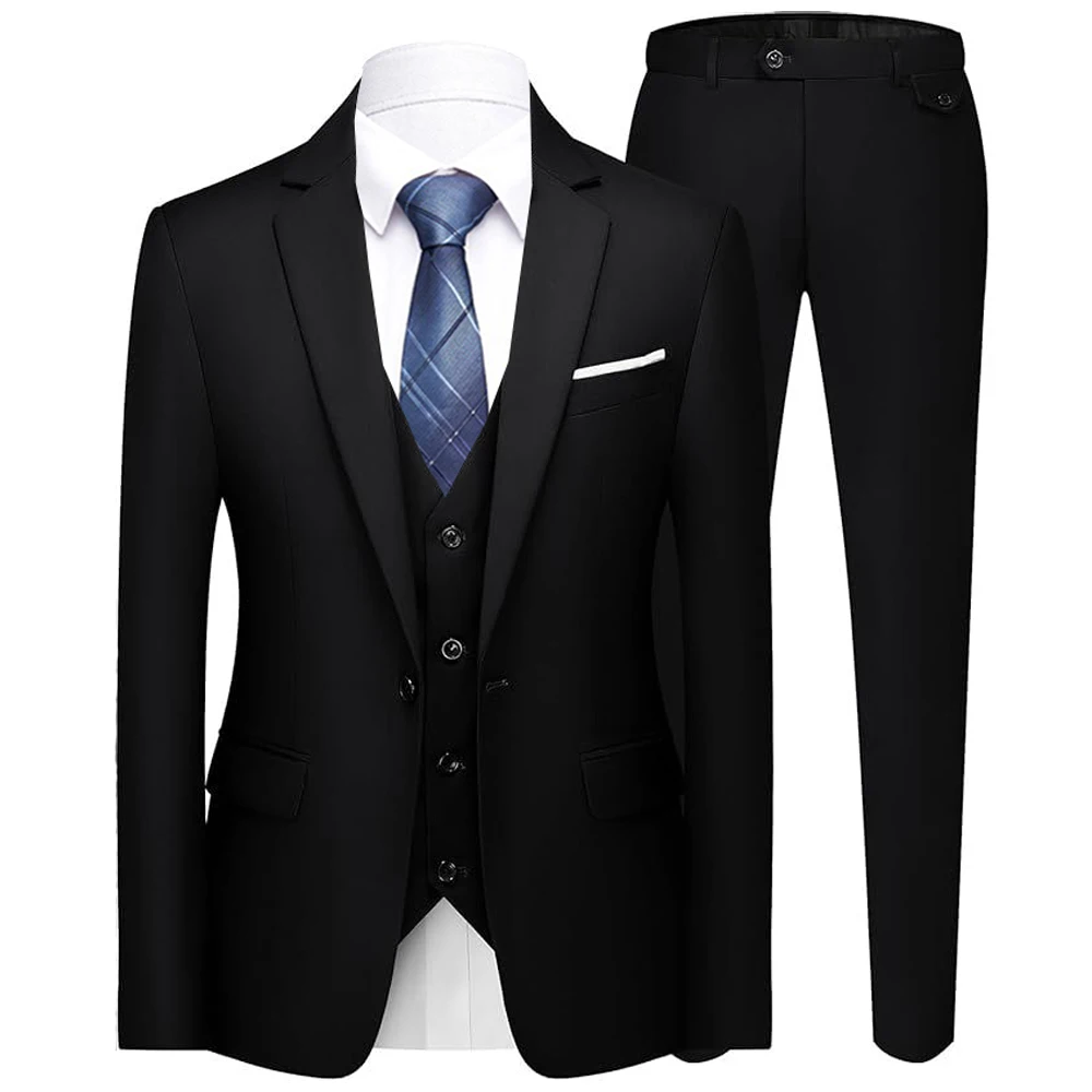 Suit For Men Wedding 3 Pieces 2 Sets Blazers Elegant High Quality Jackets Vest Pants Luxury Business Korean Coats 2024 Formal